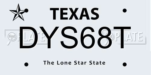 DYS68T Texas License Plate