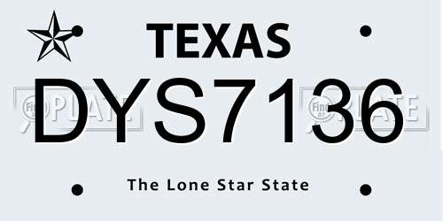 DYS7136 Texas License Plate