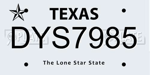 DYS7985 Texas License Plate