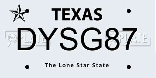 DYSG87 Texas License Plate