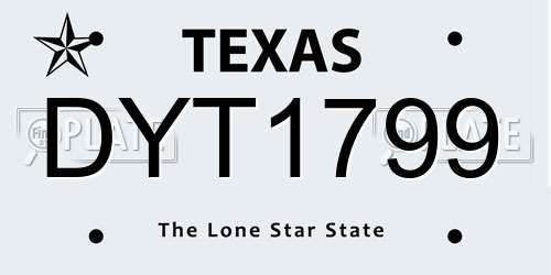 DYT1799 Texas License Plate
