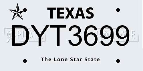 DYT3699 Texas License Plate