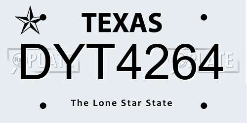 DYT4264 Texas License Plate