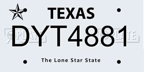 DYT4881 Texas License Plate
