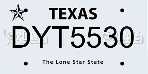 DYT5530 Texas License Plate