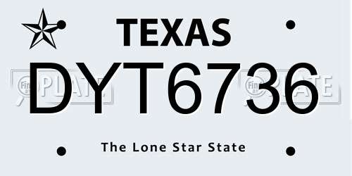 DYT6736 Texas License Plate