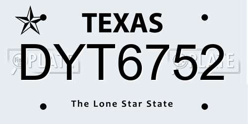 DYT6752 Texas License Plate