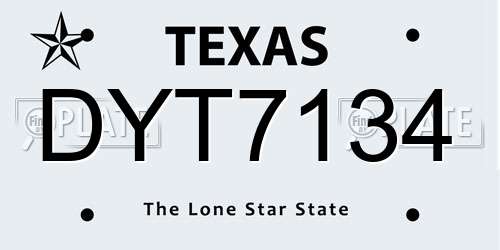 DYT7134 Texas License Plate