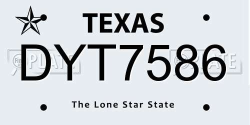 DYT7586 Texas License Plate