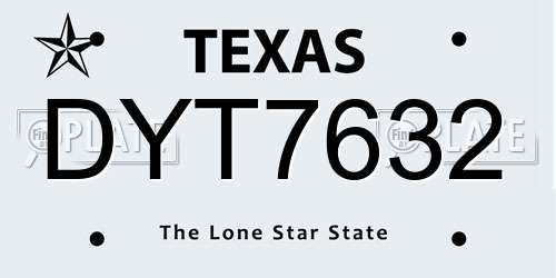 DYT7632 Texas License Plate