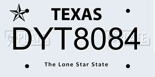 DYT8084 Texas License Plate