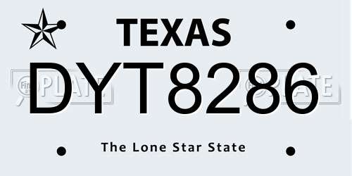 DYT8286 Texas License Plate