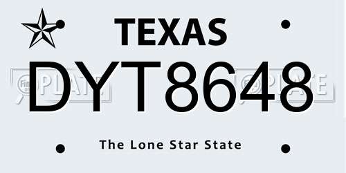 DYT8648 Texas License Plate