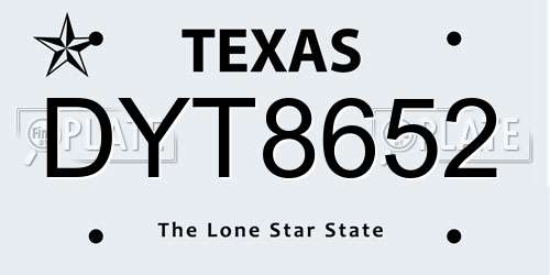 DYT8652 Texas License Plate
