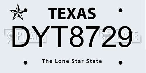 DYT8729 Texas License Plate