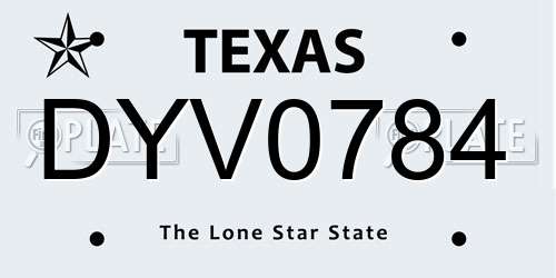 DYV0784 Texas License Plate