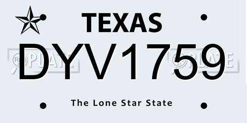 DYV1759 Texas License Plate