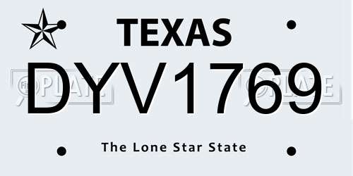DYV1769 Texas License Plate