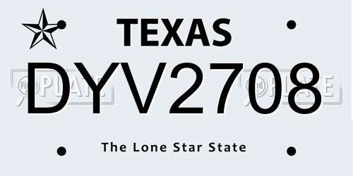 DYV2708 Texas License Plate