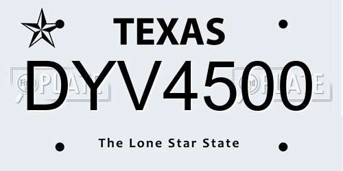 DYV4500 Texas License Plate