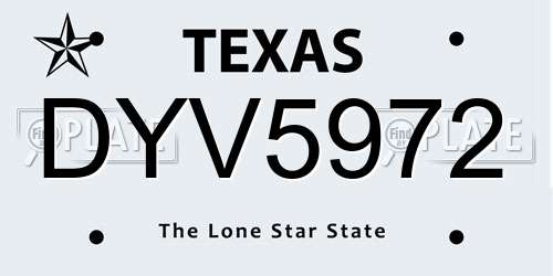 DYV5972 Texas License Plate