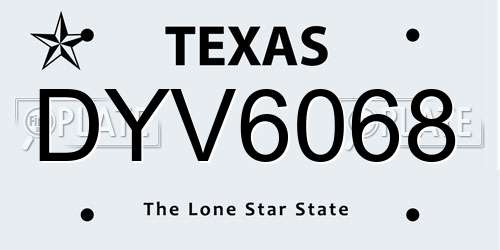 DYV6068 Texas License Plate
