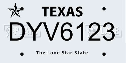 DYV6123 Texas License Plate