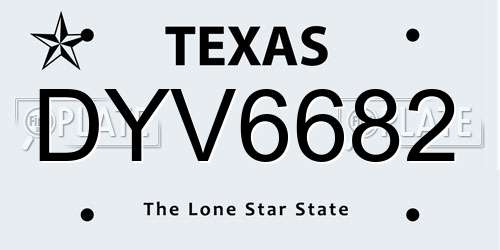 DYV6682 Texas License Plate