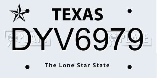DYV6979 Texas License Plate
