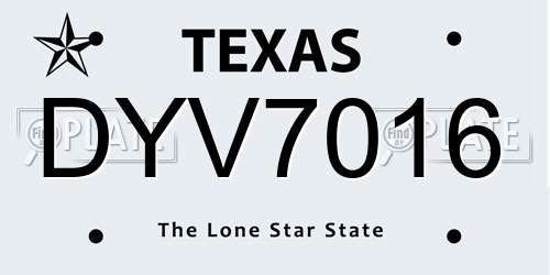 DYV7016 Texas License Plate
