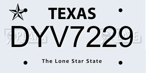 DYV7229 Texas License Plate