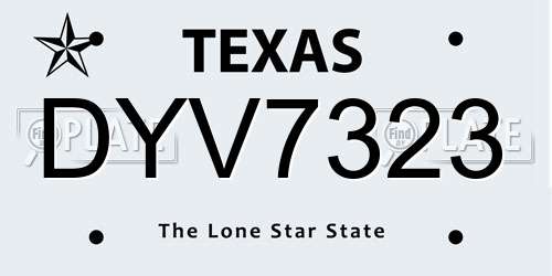 DYV7323 Texas License Plate