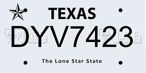 DYV7423 Texas License Plate