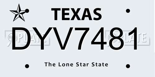 DYV7481 Texas License Plate
