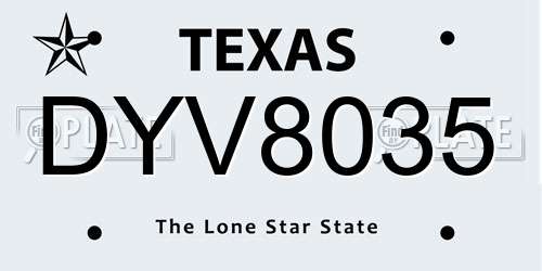 DYV8035 Texas License Plate