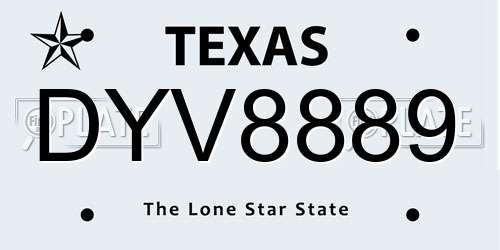DYV8889 Texas License Plate
