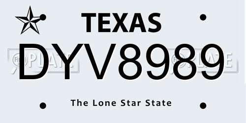 DYV8989 Texas License Plate