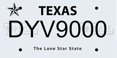 DYV9000 Texas License Plate