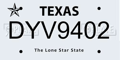 DYV9402 Texas License Plate