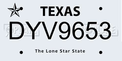 DYV9653 Texas License Plate
