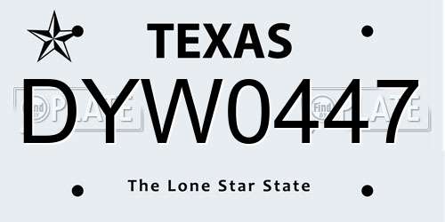 DYW0447 Texas License Plate