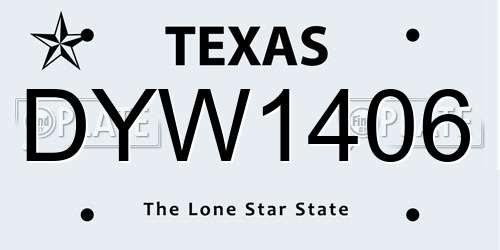 DYW1406 Texas License Plate