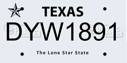 DYW1891 Texas License Plate