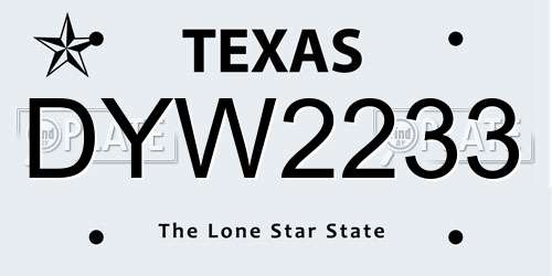 DYW2233 Texas License Plate