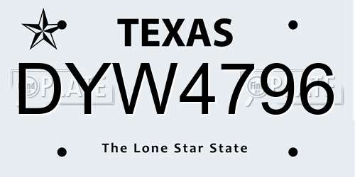 DYW4796 Texas License Plate
