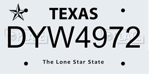 DYW4972 Texas License Plate
