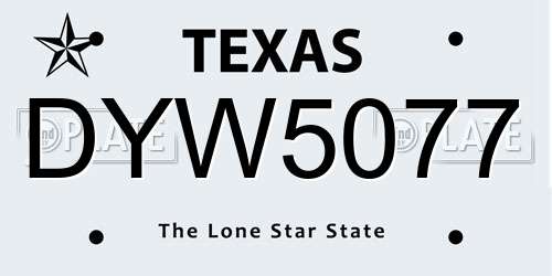 DYW5077 Texas License Plate