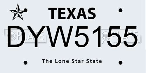DYW5155 Texas License Plate