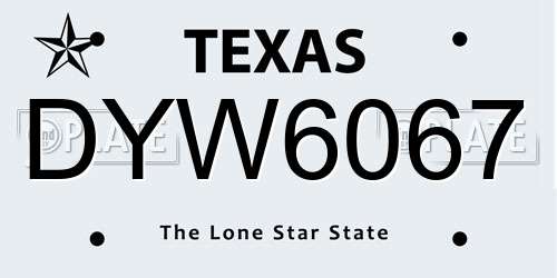 DYW6067 Texas License Plate