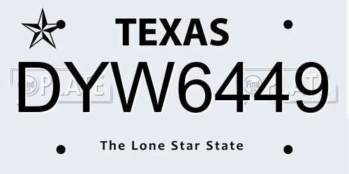 DYW6449 Texas License Plate